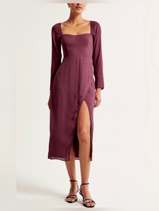 Abercrombie & Fitch Dresses & Skirts - Abercrombie & Fitch Camille Long-Sleeve Midi Dress Burgundy Size Small